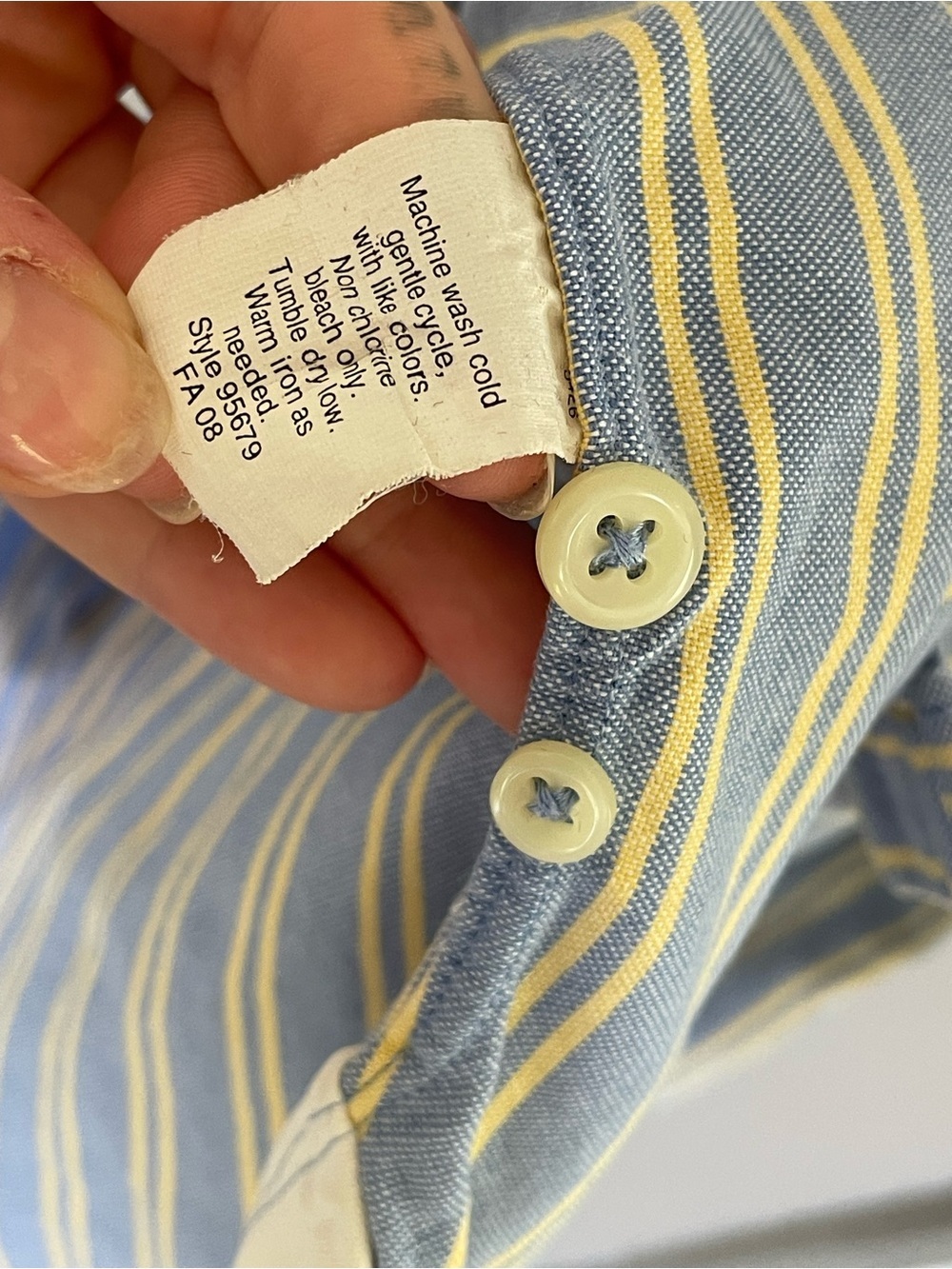 J. Crew Blue & Yellow Stripe Button-Down “The Perfect Shirt” 100% Cotton Vintage - Picture 6 of 11